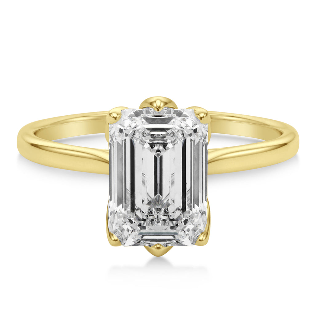 Solitaire Emerald Cut Engagement Ring 14k Yellow Gold