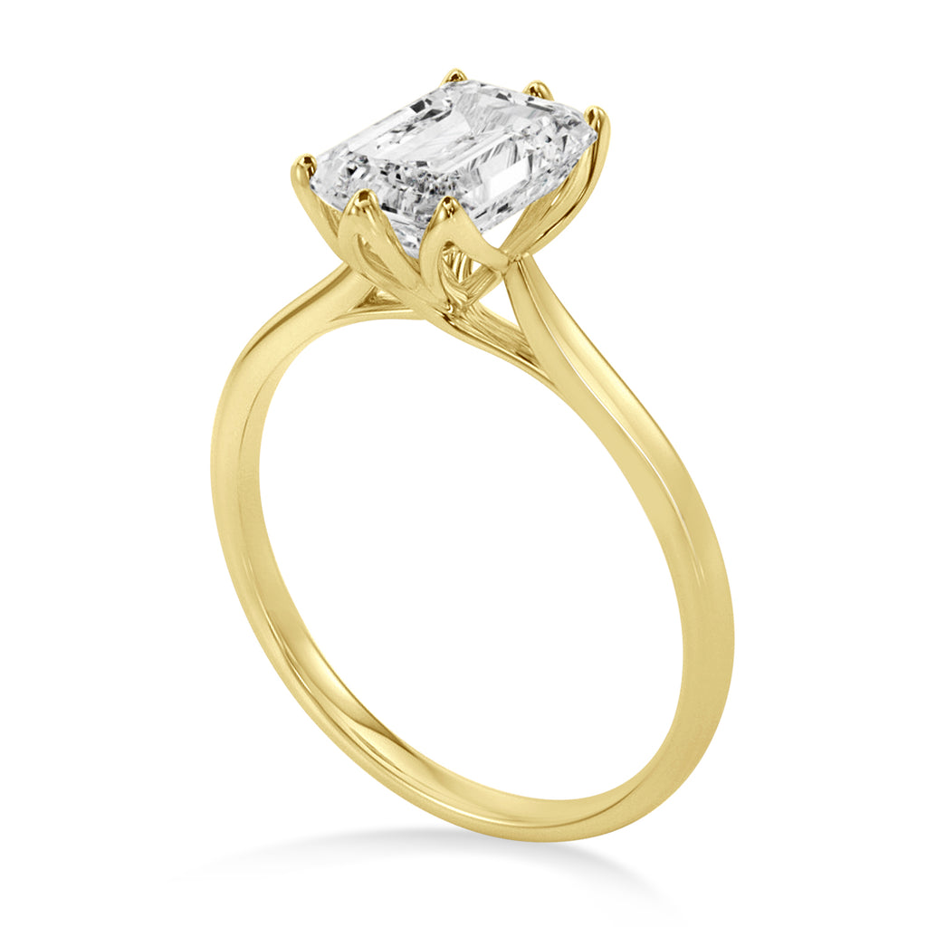 Solitaire Emerald Cut Engagement Ring 14k Yellow Gold