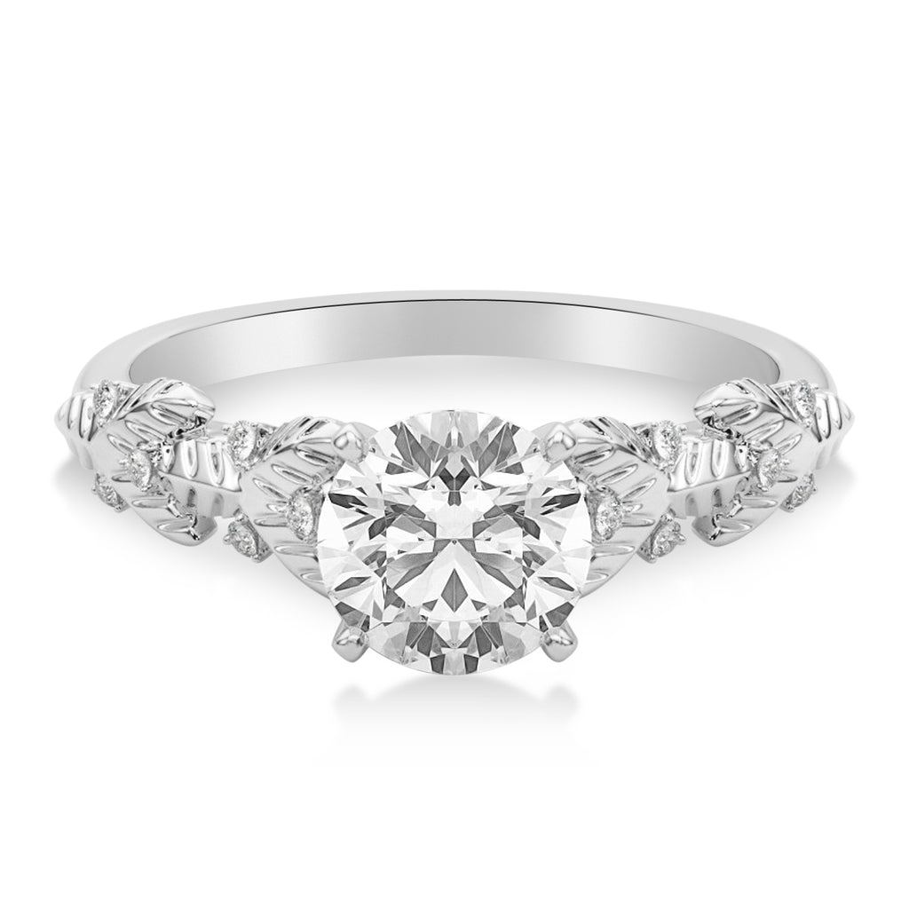 Diamond Floral Vine Engagement Ring 14k White Gold (0.05ct)