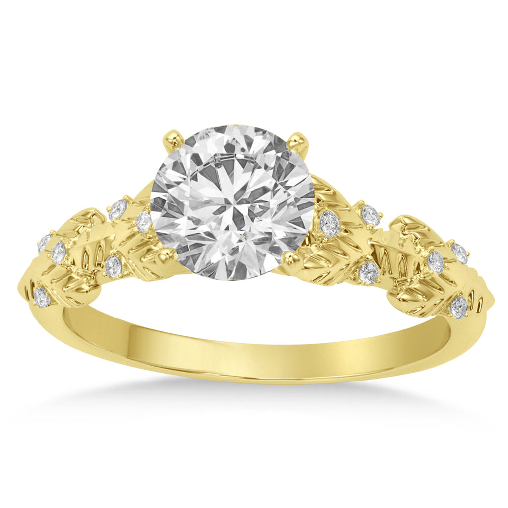 Lab Diamond Floral Vine Engagement Ring 14k Yellow Gold (0.05ct)