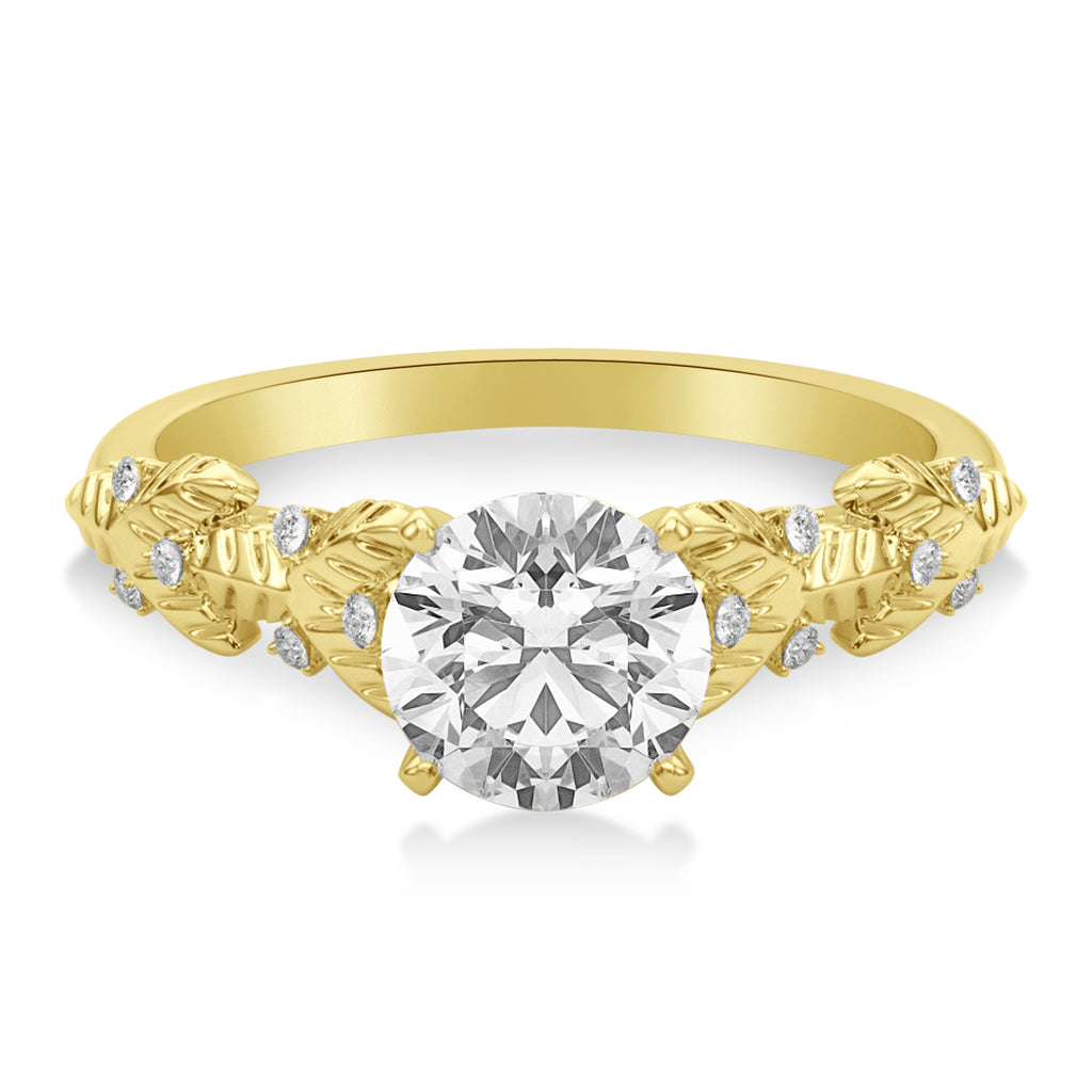Lab Diamond Floral Vine Engagement Ring 14k Yellow Gold (0.05ct)