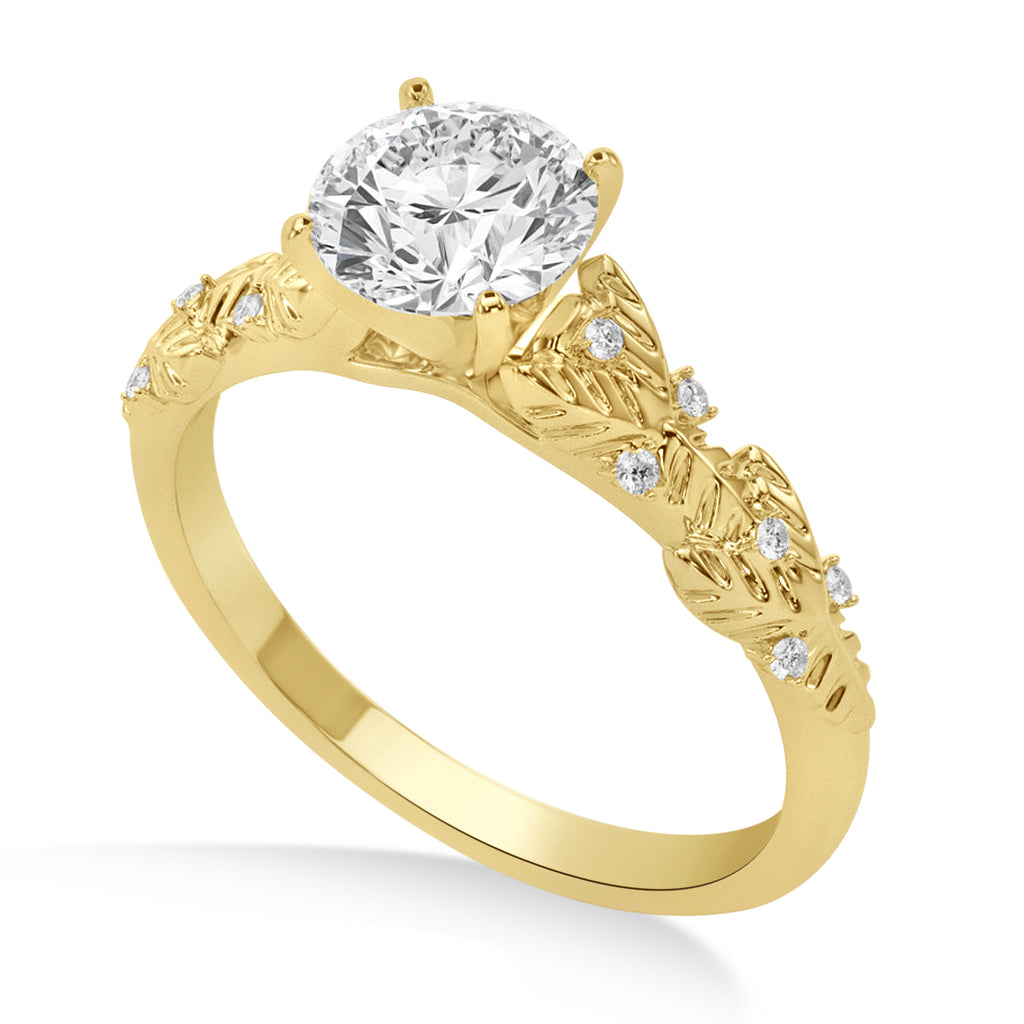 Lab Diamond Floral Vine Engagement Ring 14k Yellow Gold (0.05ct)