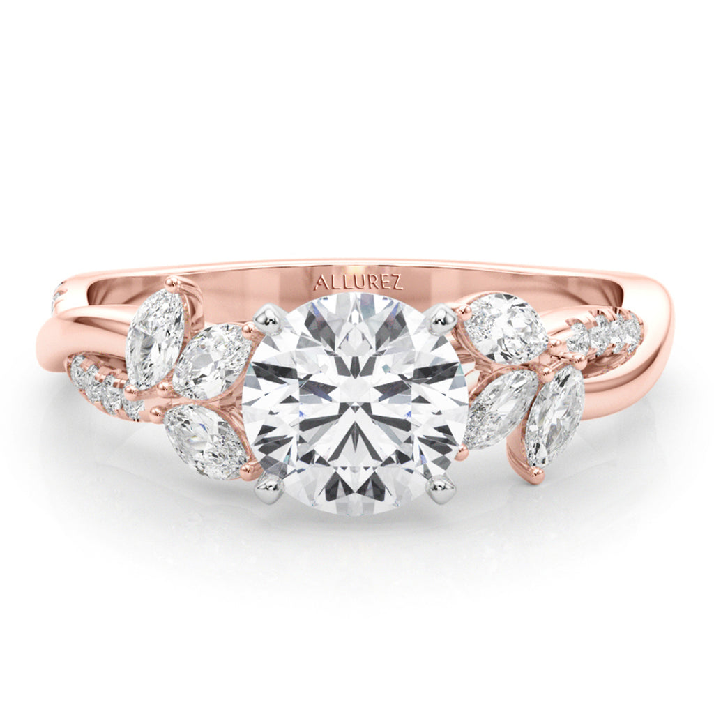 Lab Diamond with Marquise Leaf Engagement Ring 14K Rose Gold (0.38ct)