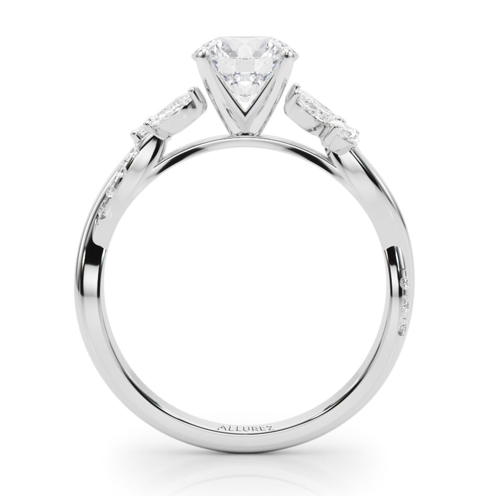 Lab Diamond with Marquise Leaf Engagement Ring 14K White Gold (0.38ct)