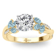 Diamond & Aquamarine Marquise Leaf Engagement Ring 14K Yellow Gold (0.38ct)