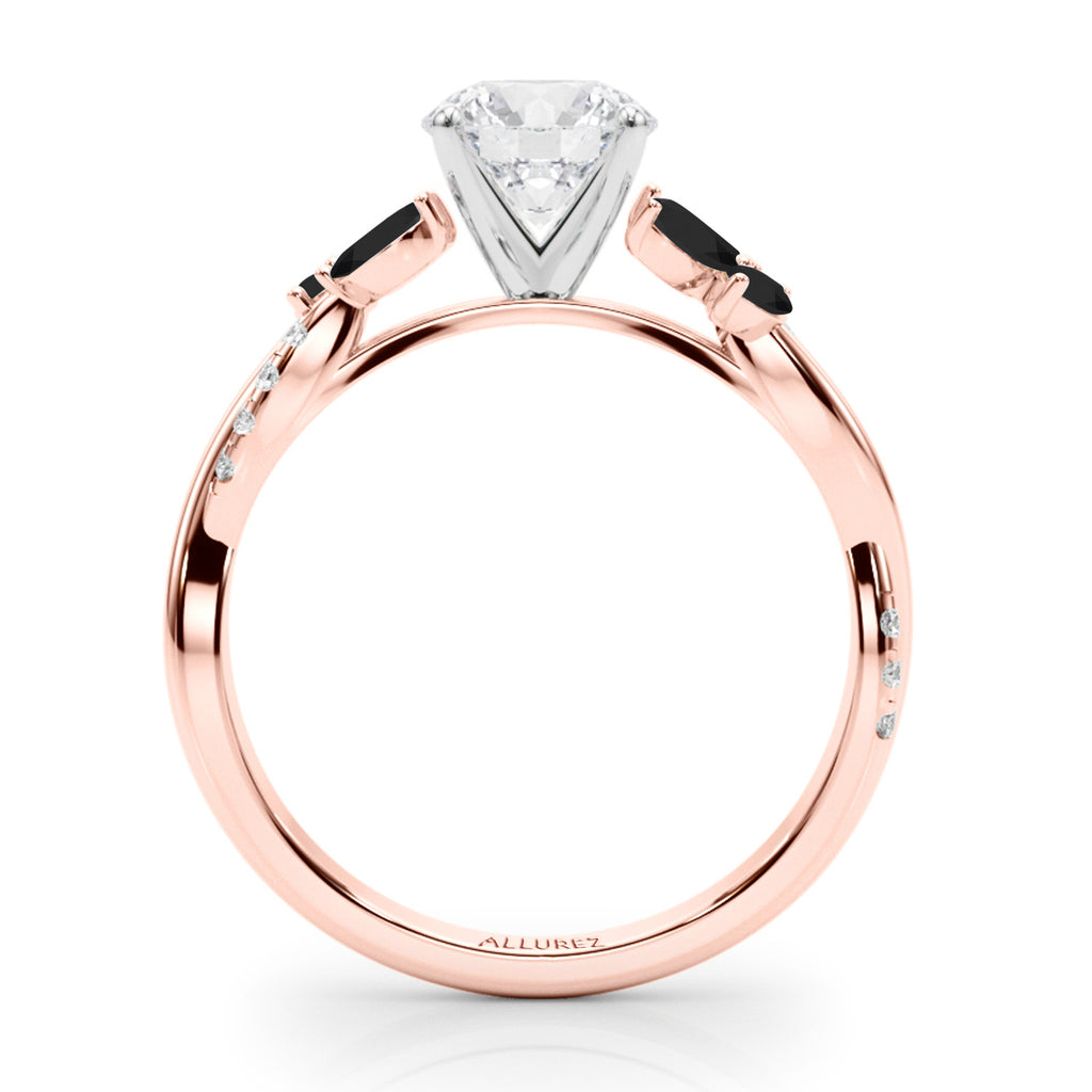 Lab Diamond & Lab Black Lab Diamond Marquise Leaf Engagement Ring 18K Rose Gold (0.38ct)