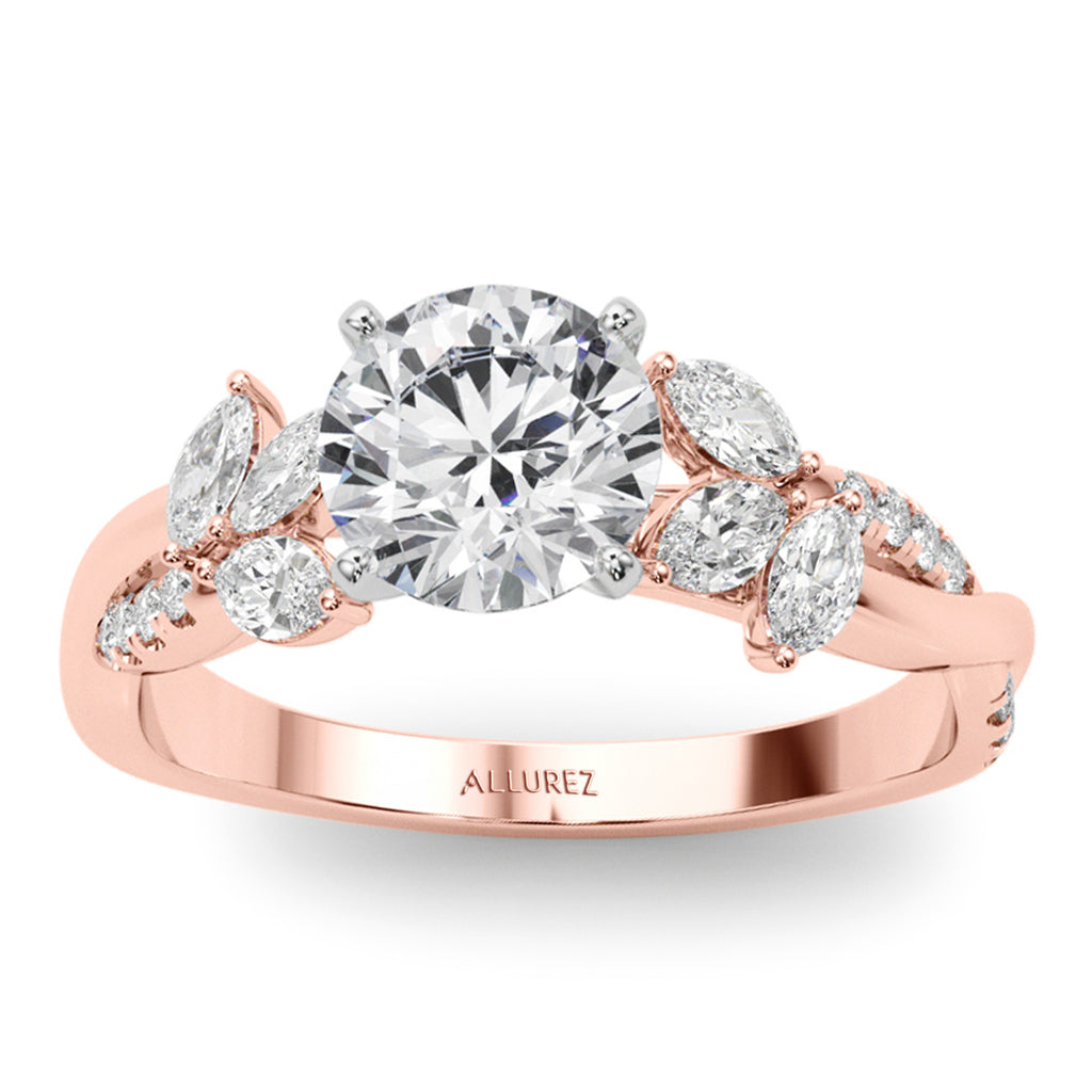 Lab Diamond with Marquise Leaf Engagement Ring 18K Rose Gold (0.38ct)