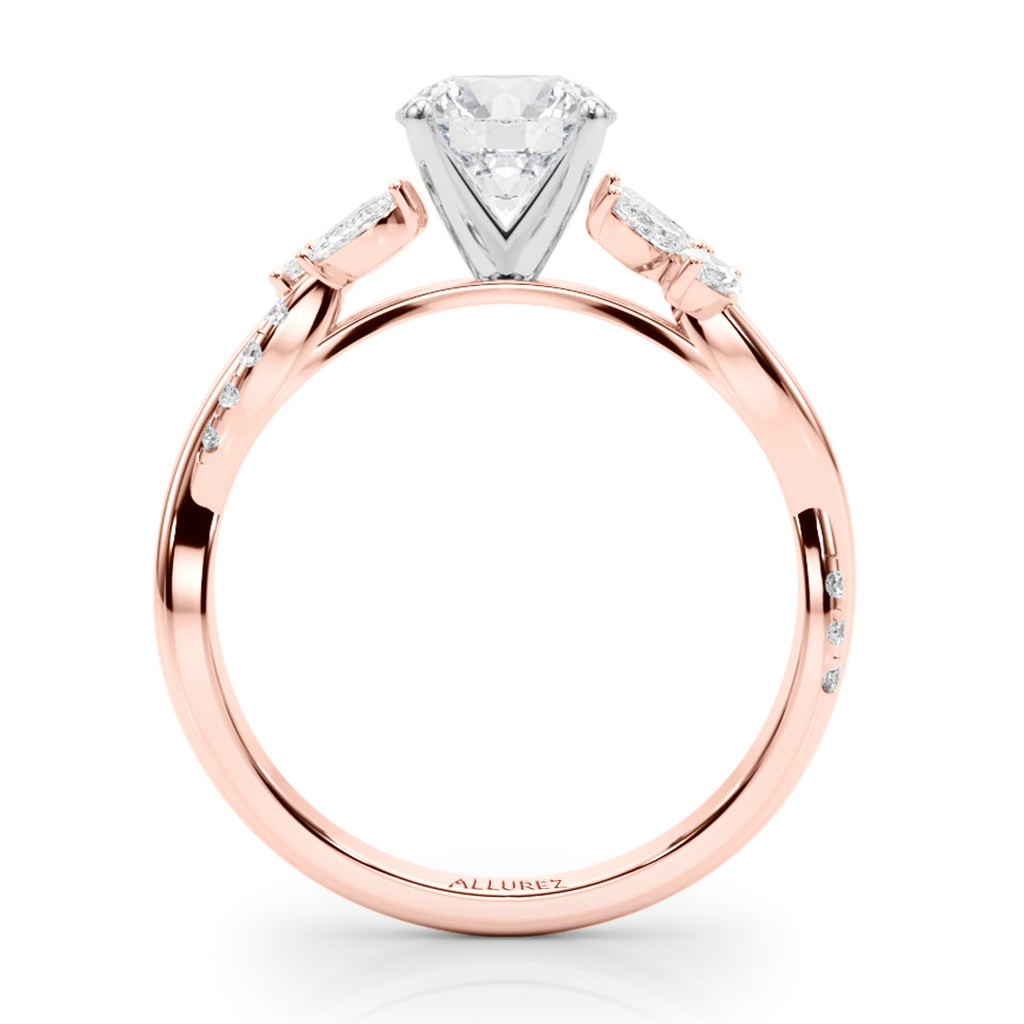Lab Diamond with Marquise Leaf Engagement Ring 18K Rose Gold (0.38ct)