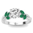 Lab Diamond & Lab Emerald Marquise Leaf Engagement Ring 18K White Gold (0.38ct)