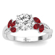 Diamond & Ruby Marquise Leaf Engagement Ring 18K White Gold (0.38ct)
