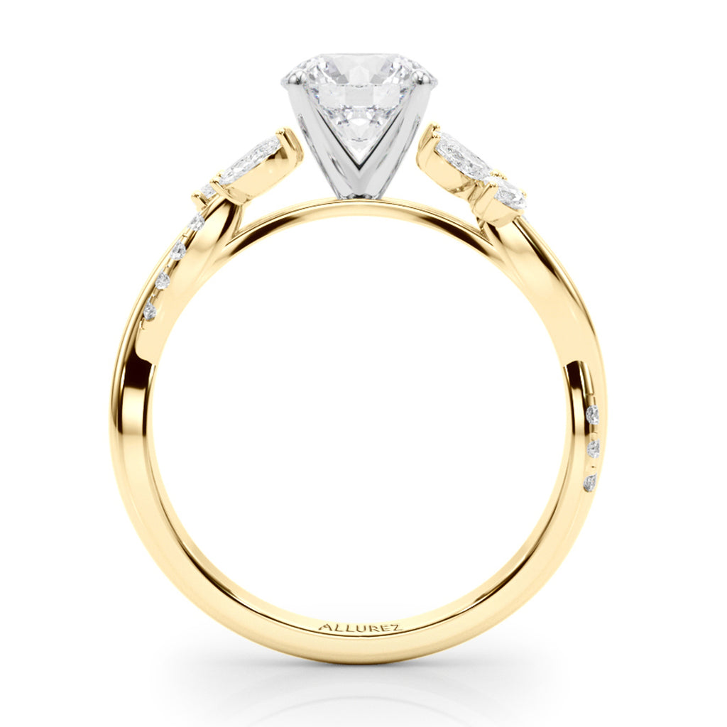 Lab Diamond with Marquise Leaf Engagement Ring 18K Yellow Gold (0.38ct)