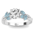 Diamond & Aquamarine Marquise Leaf Engagement Ring in Palladium (0.38ct)