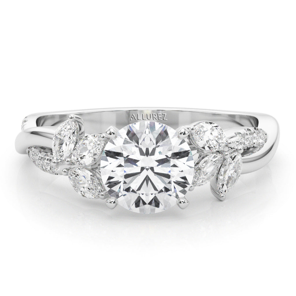 Diamond with Marquise Leaf Engagement Ring in Palladium (0.38ct)