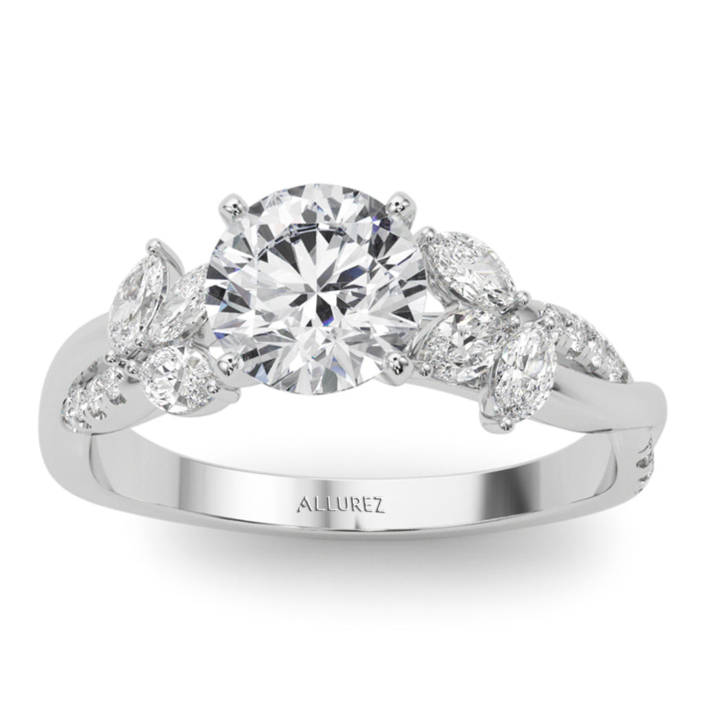 Diamond with Marquise Leaf Engagement Ring in Platinum (0.38ct)