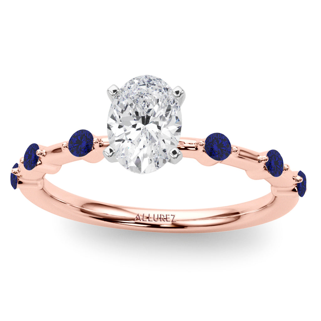 Blue Sapphire Scalloped Engagement Ring 14K Rose Gold (0.20ct)
