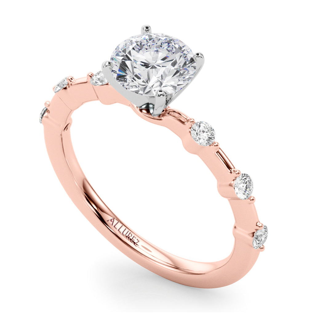 Lab Diamond Accented Scalloped Engagement Ring 14K Rose Gold (0.20ct)