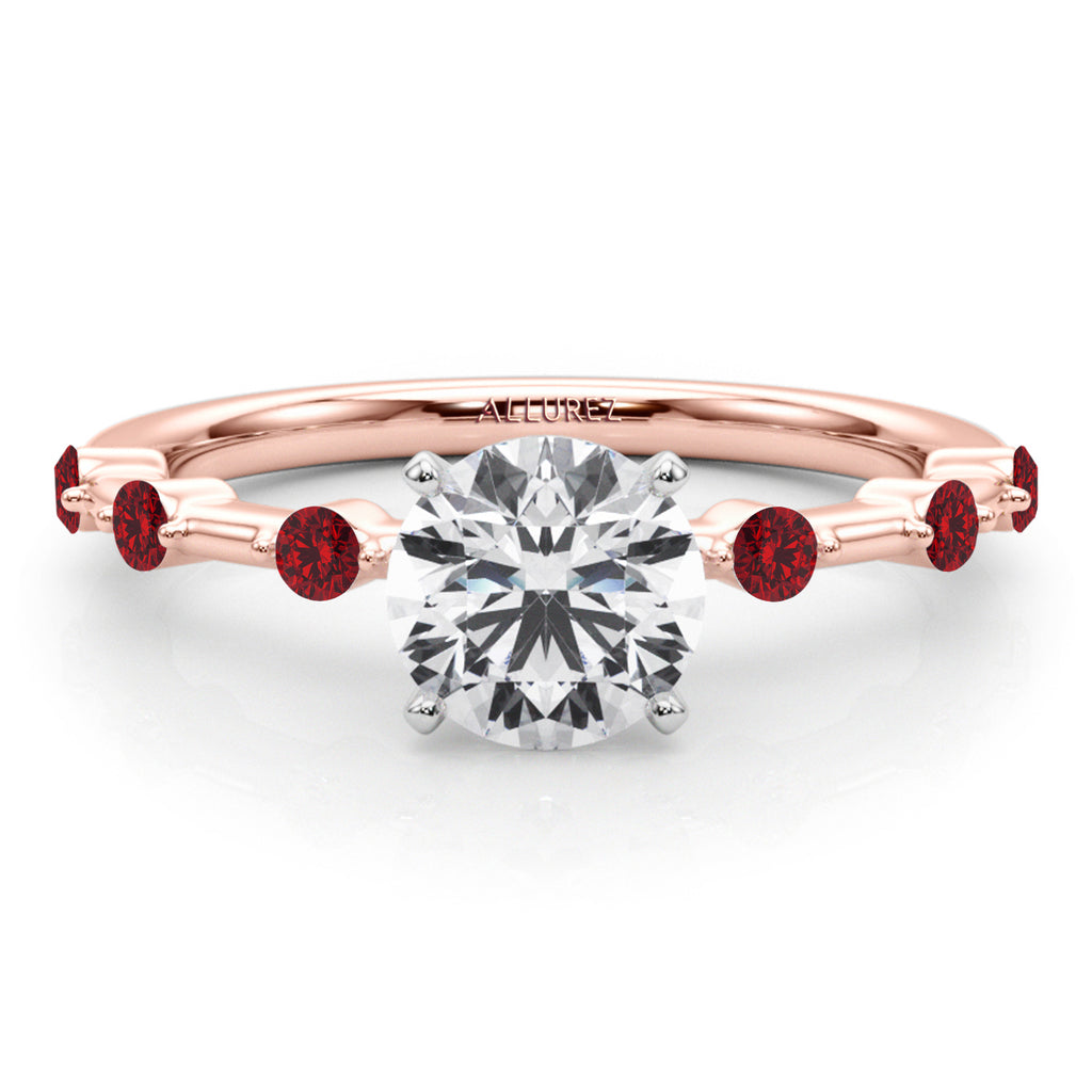 Lab Ruby Scalloped Engagement Ring 14K Rose Gold (0.20ct)