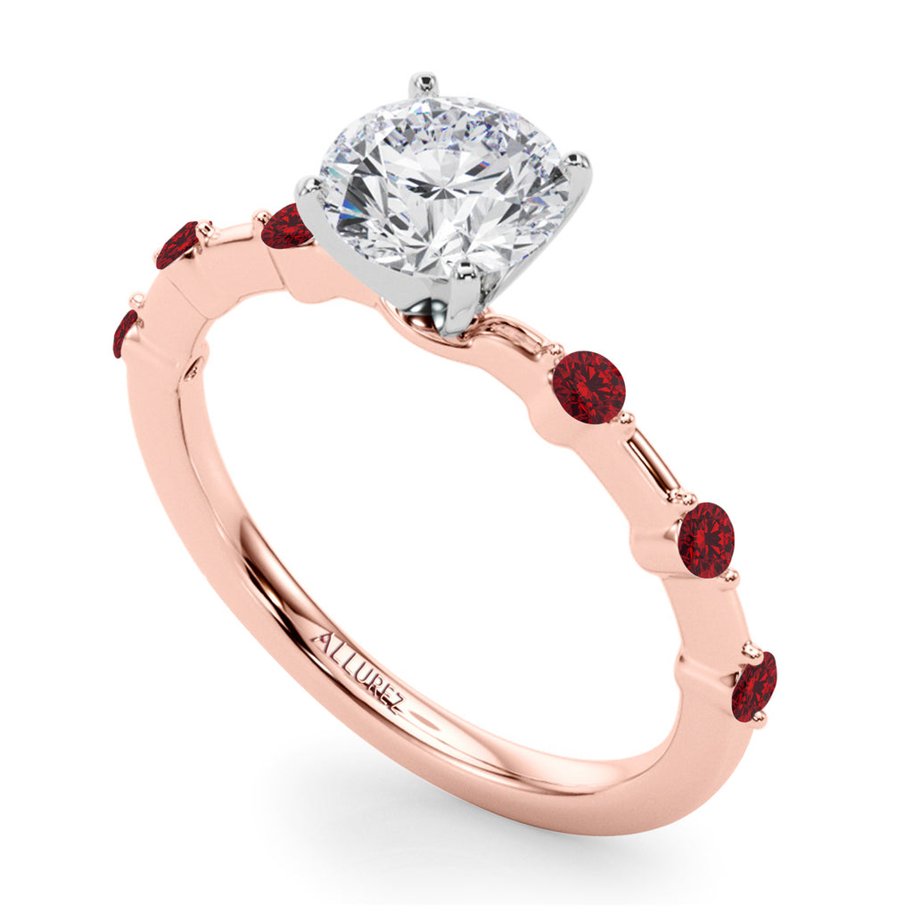 Ruby Scalloped Engagement Ring 14K Rose Gold (0.20ct)