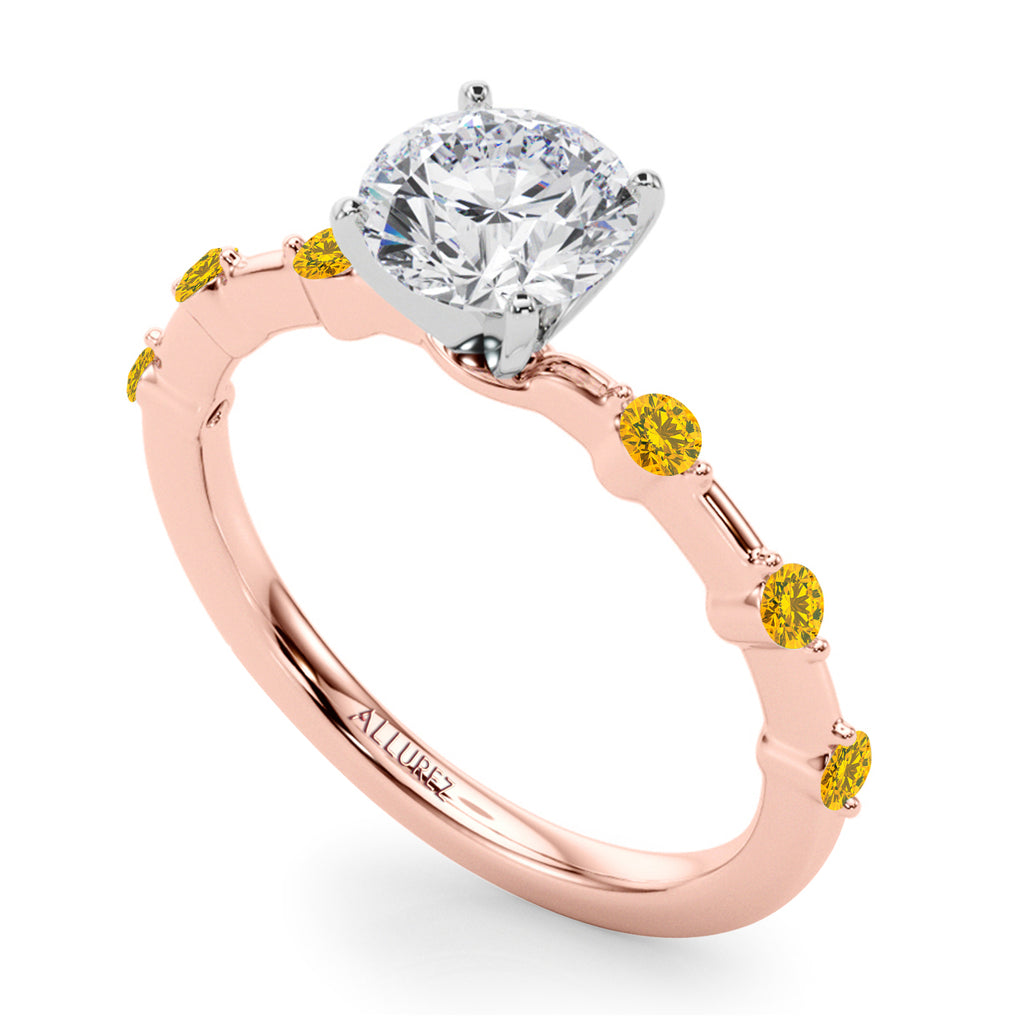 Yellow Diamond Scalloped Engagement Ring 14K Rose Gold (0.20ct)