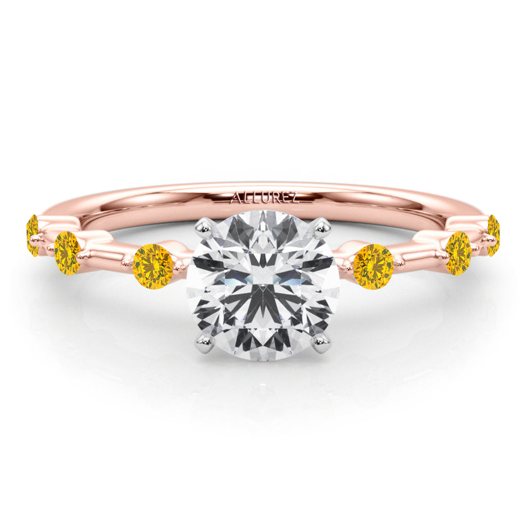 Yellow Diamond Scalloped Engagement Ring 14K Rose Gold (0.20ct)