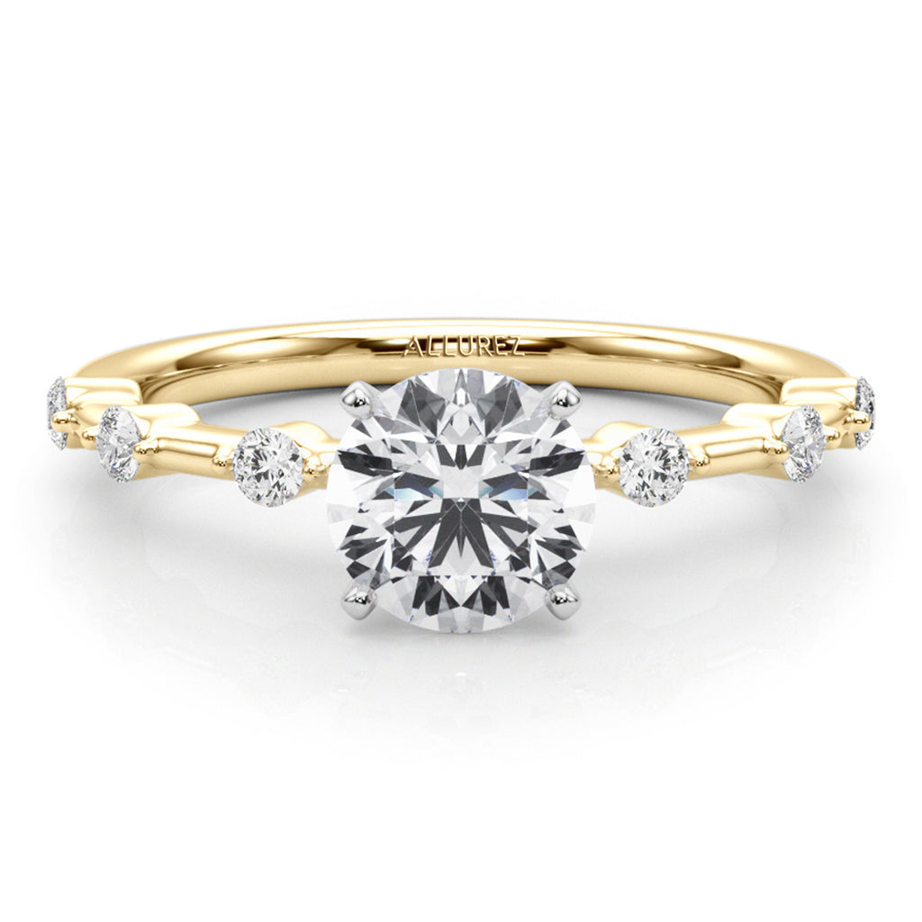 Lab Diamond Accented Scalloped Engagement Ring 14K Yellow Gold (0.20ct)