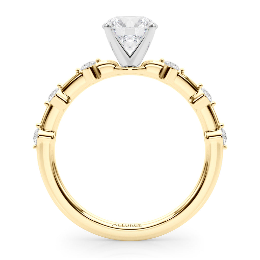 Lab Diamond Accented Scalloped Engagement Ring 14K Yellow Gold (0.20ct)