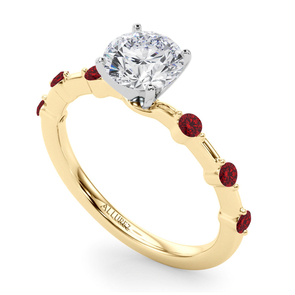 Lab Ruby Scalloped Engagement Ring 14K Yellow Gold (0.20ct)
