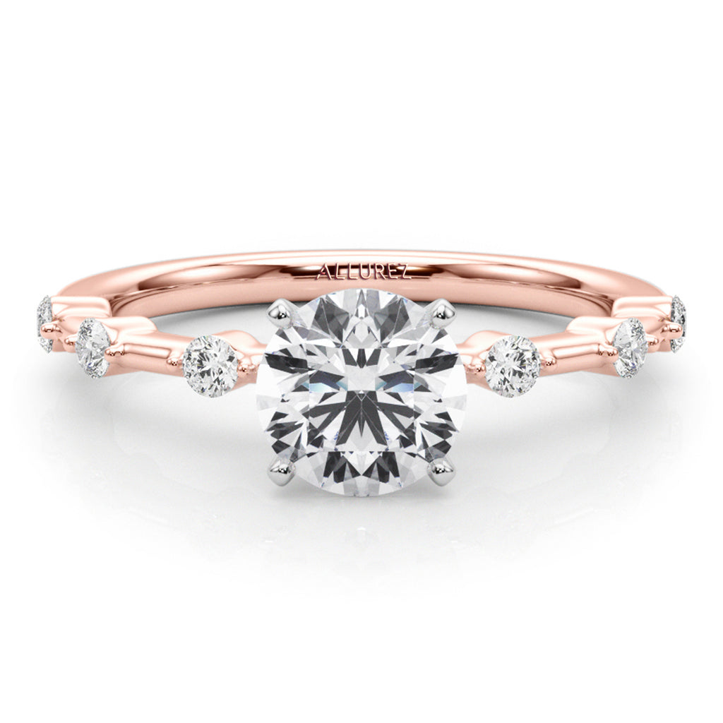 Diamond Accented Scalloped Engagement Ring 18K Rose Gold (0.20ct)