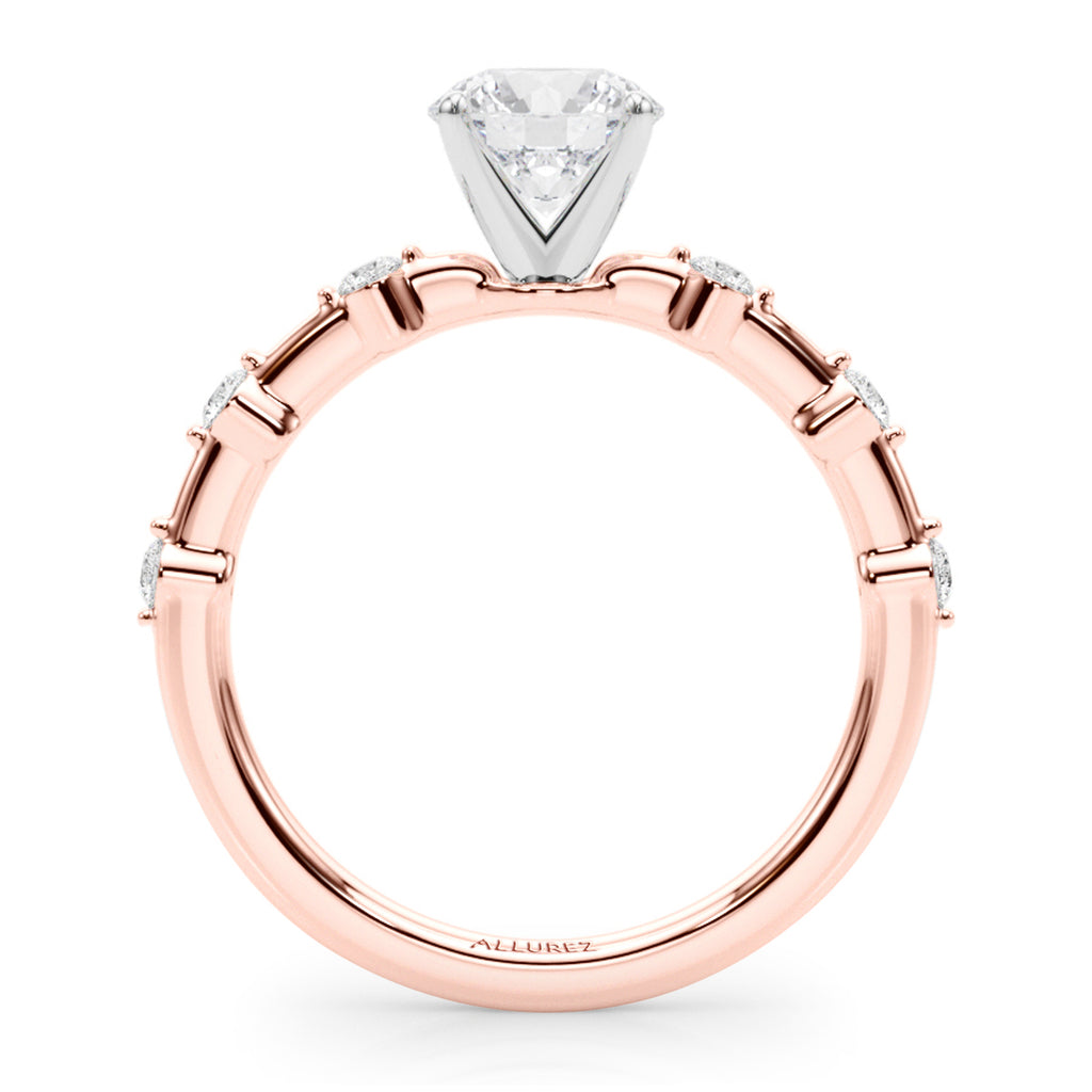 Diamond Accented Scalloped Engagement Ring 18K Rose Gold (0.20ct)