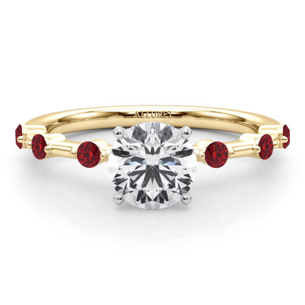 Lab Ruby Scalloped Engagement Ring 18K Yellow Gold (0.20ct)