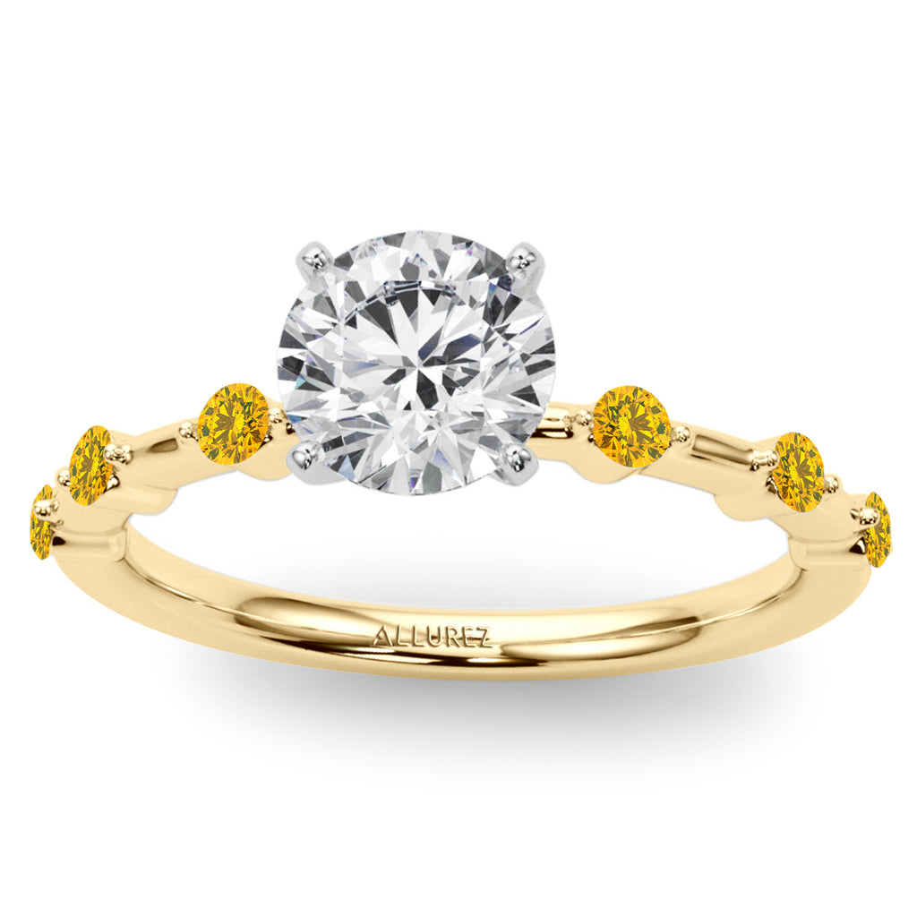 Lab Yellow Lab Diamond Scalloped Engagement Ring 18K Yellow Gold (0.20ct)