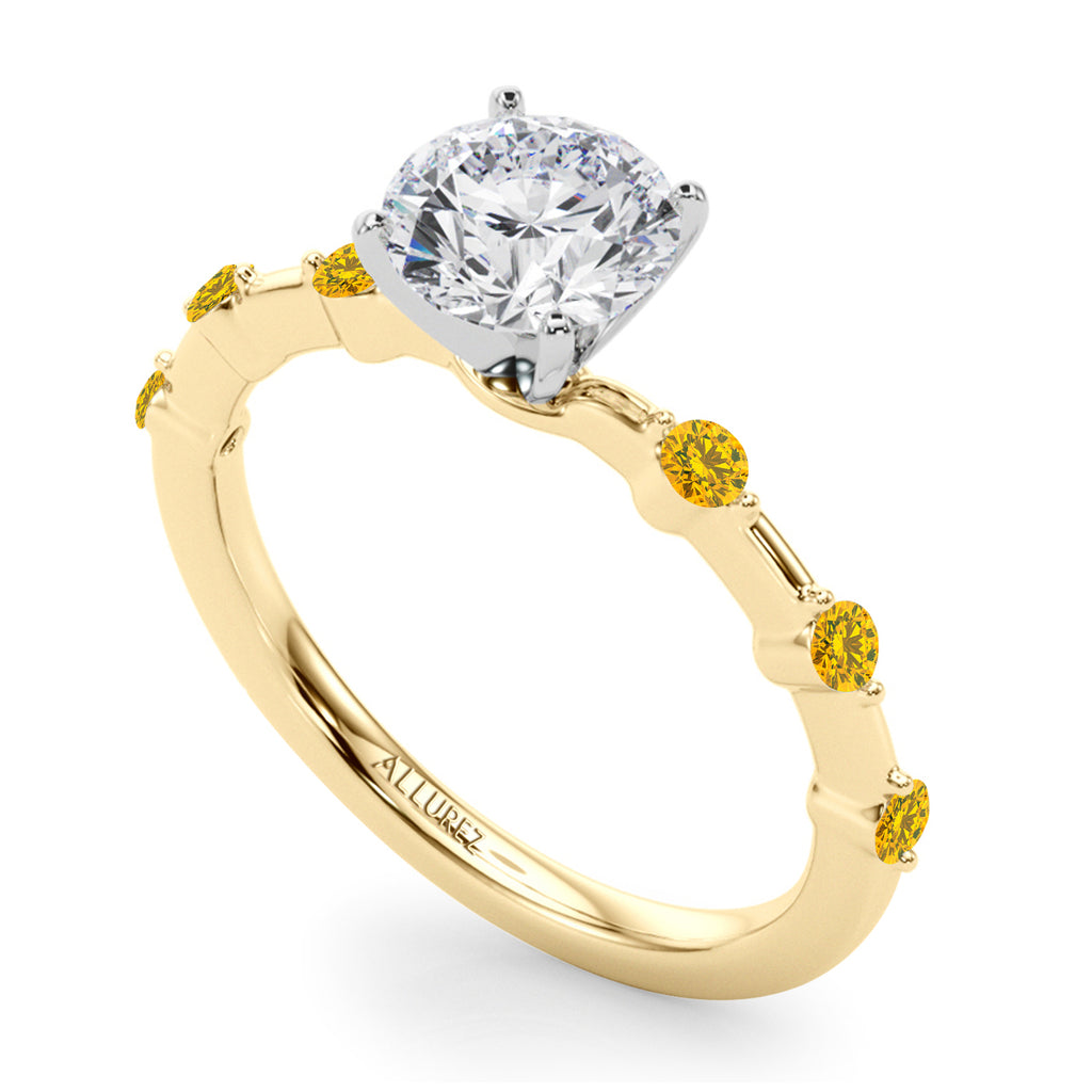 Lab Yellow Lab Diamond Scalloped Engagement Ring 18K Yellow Gold (0.20ct)