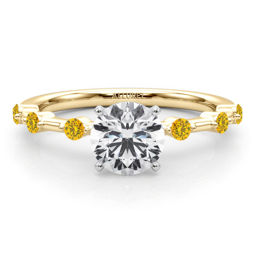 Lab Yellow Lab Diamond Scalloped Engagement Ring 18K Yellow Gold (0.20ct)