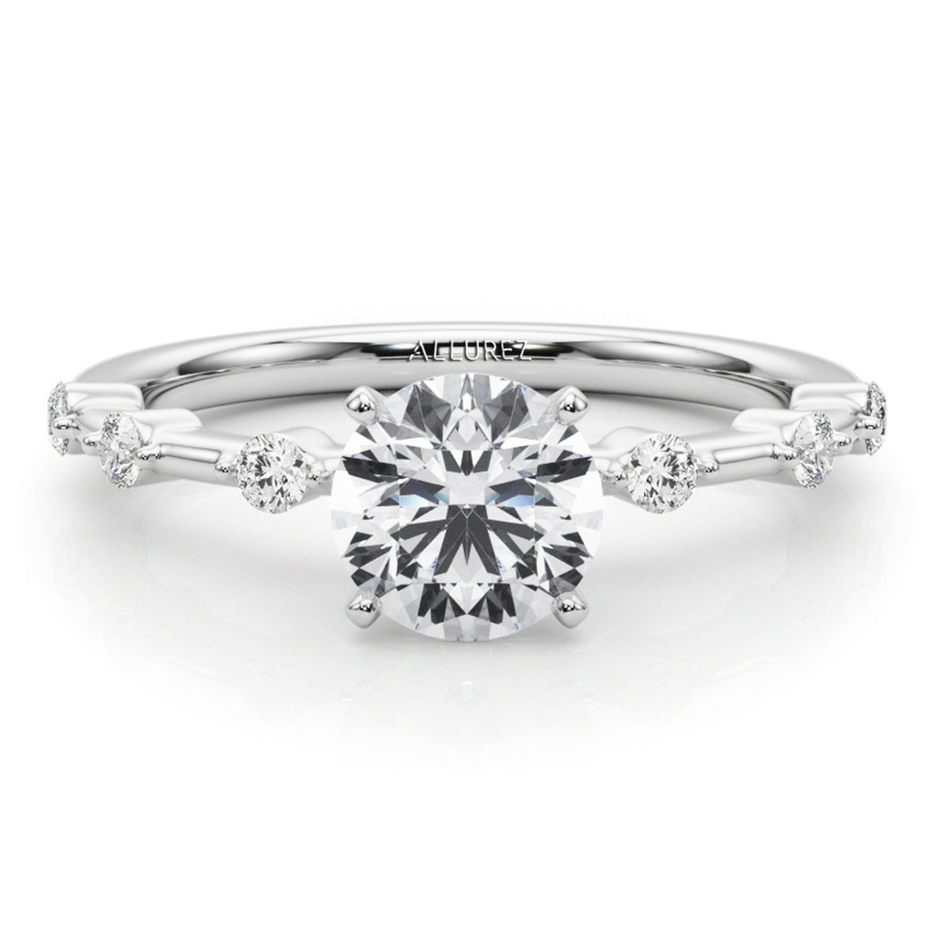 Lab Diamond Accented Scalloped Engagement Ring in Palladium (0.20ct)