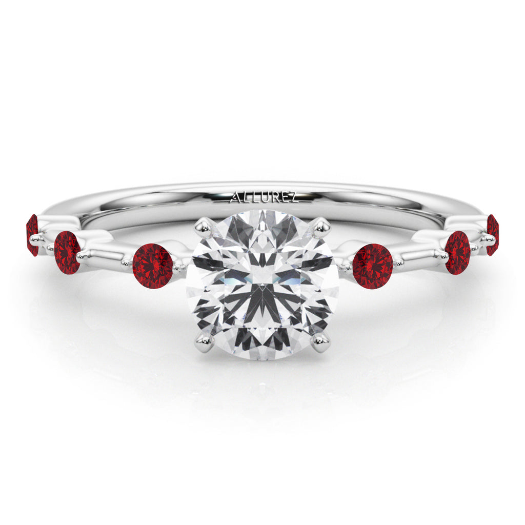 Ruby Scalloped Engagement Ring in Palladium (0.20ct)