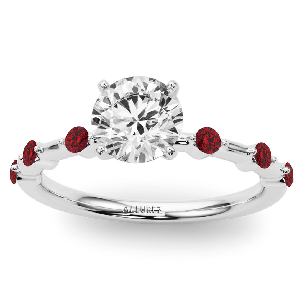 Lab Ruby Scalloped Engagement Ring in Platinum (0.20ct)