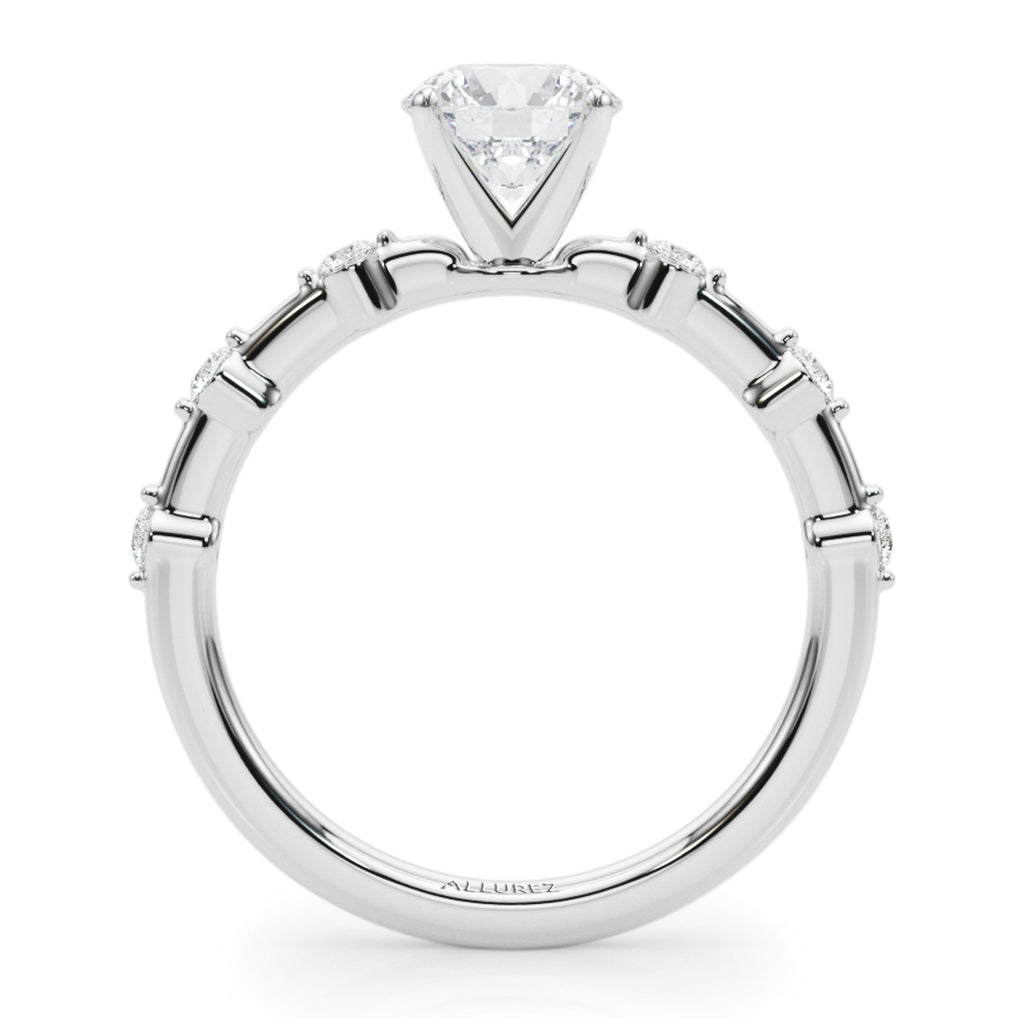 Diamond Accented Scalloped Engagement Ring in Platinum (0.20ct)