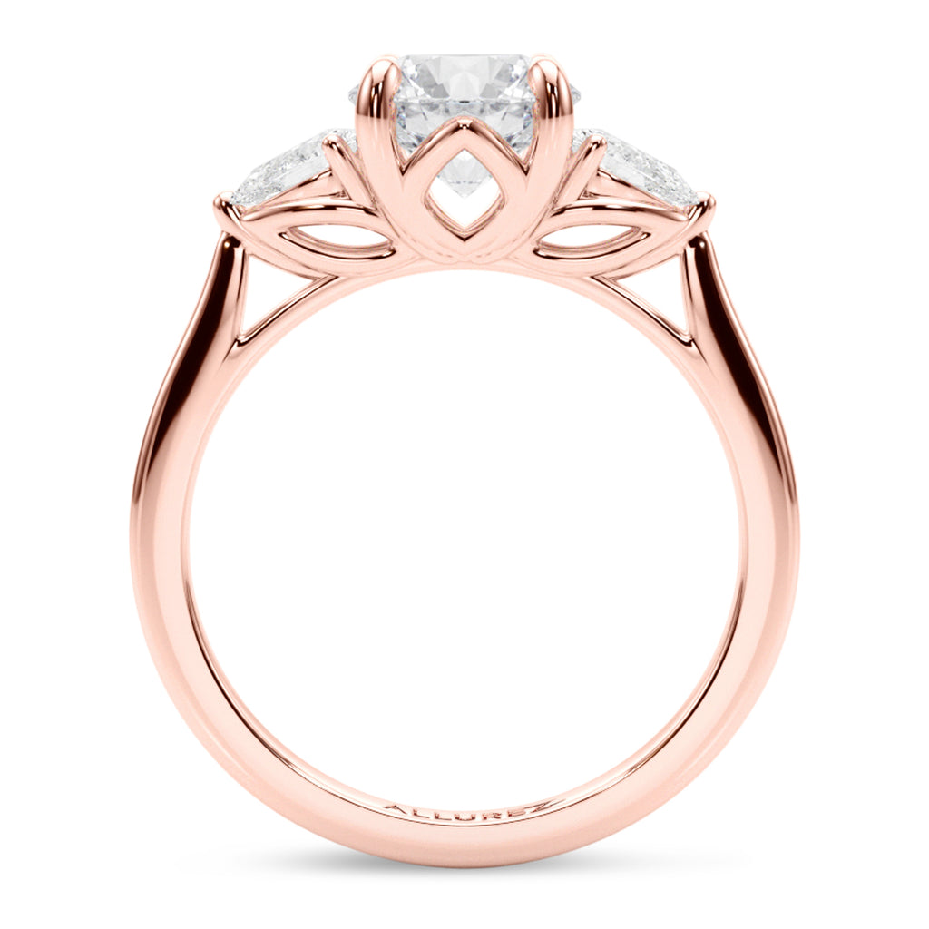 Round & Pear Lab Diamond Engagement Ring 14K Rose Gold (2.60ct)