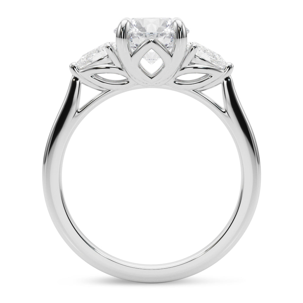 Round & Pear Lab Grown Diamond Engagement Ring 18K White Gold (2.60ct)