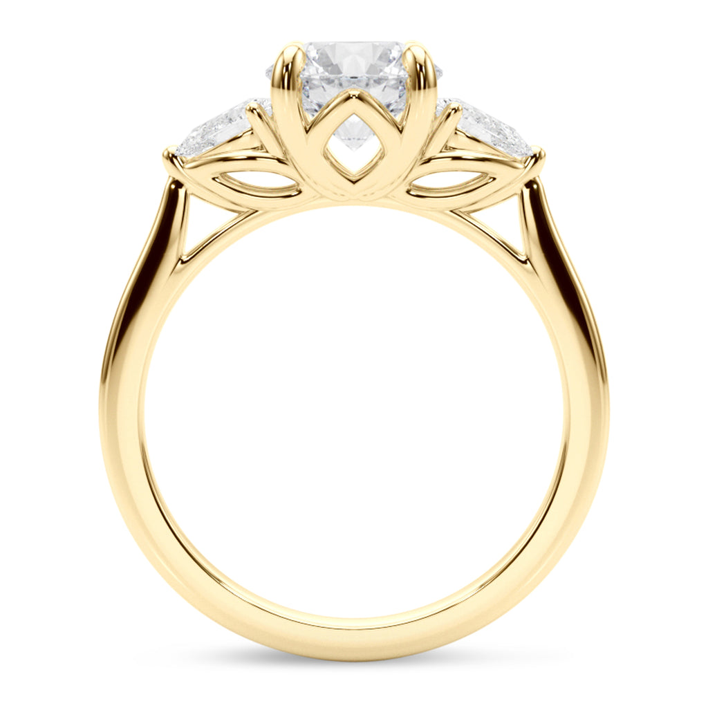 Round & Pear Lab Diamond Engagement Ring 18K Yellow Gold (2.60ct)