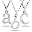Lower-Case Block Letter Single Initial Pendant Necklace 14k White Gold