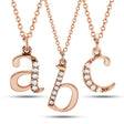 Lowercase Diamond Block Letter Initial Pendant in 14k Rose Gold