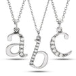 Lowercase Diamond Block Letter Initial Pendant in 14k White Gold
