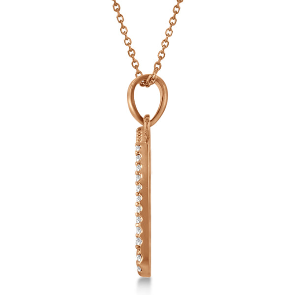 Sixteenth Music Note Pendant Diamond Necklace 14k Rose Gold 0.20ct