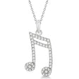 Sixteenth Music Note Pendant Diamond Necklace 14k White Gold 0.20ct