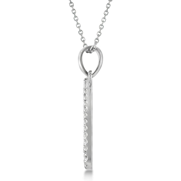 Sixteenth Music Note Pendant Diamond Necklace 14k White Gold 0.20ct