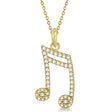 Sixteenth Music Note Pendant Diamond Necklace 14k Yellow Gold 0.20ct