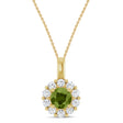 Round Lab Peridot & Diamond Halo Pendant 14K Yellow Gold (0.81ct)