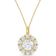 Round Lab Diamond Halo Pendant 14K Yellow Gold (1.30ct)
