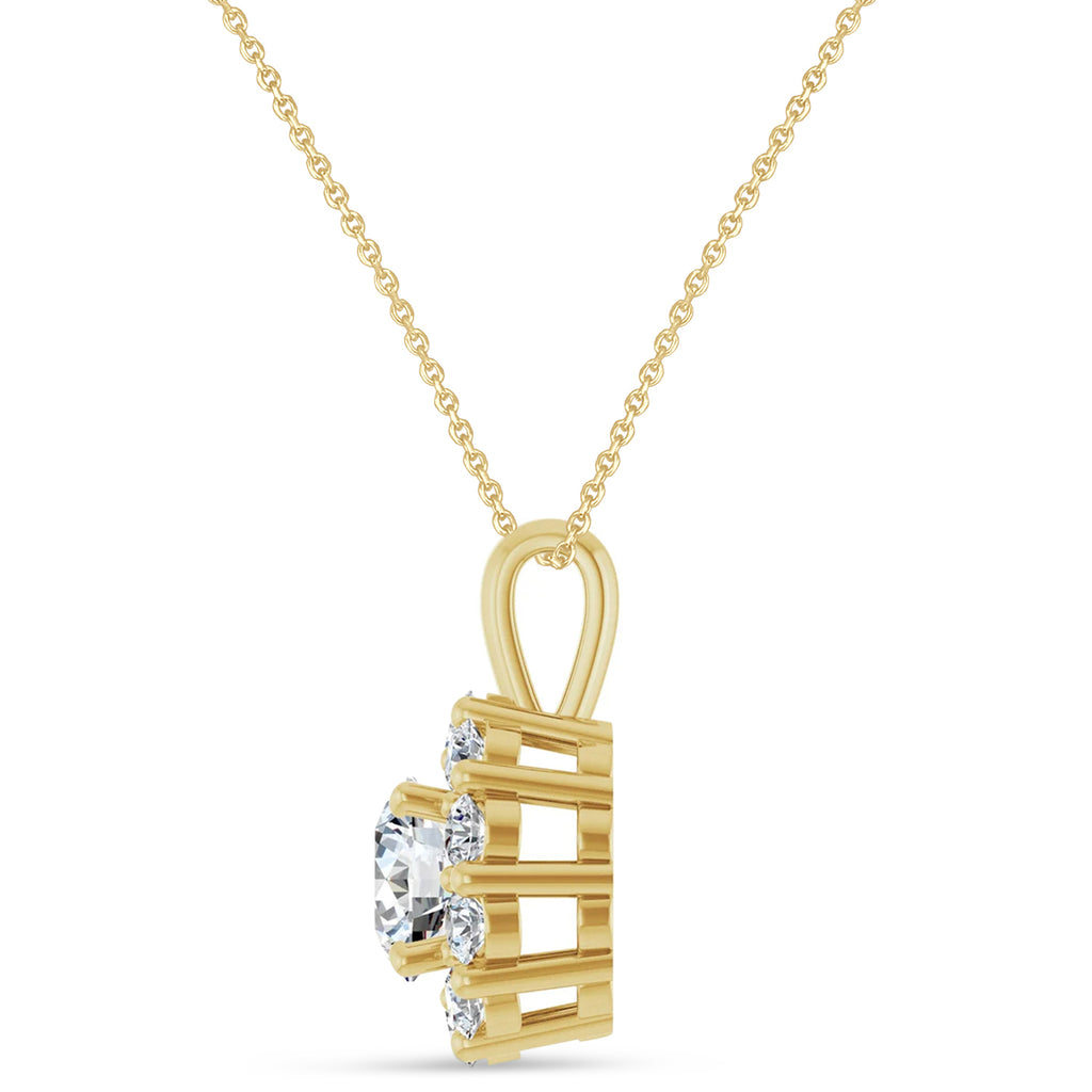 Round Lab Diamond Halo Pendant 14K Yellow Gold (1.30ct)